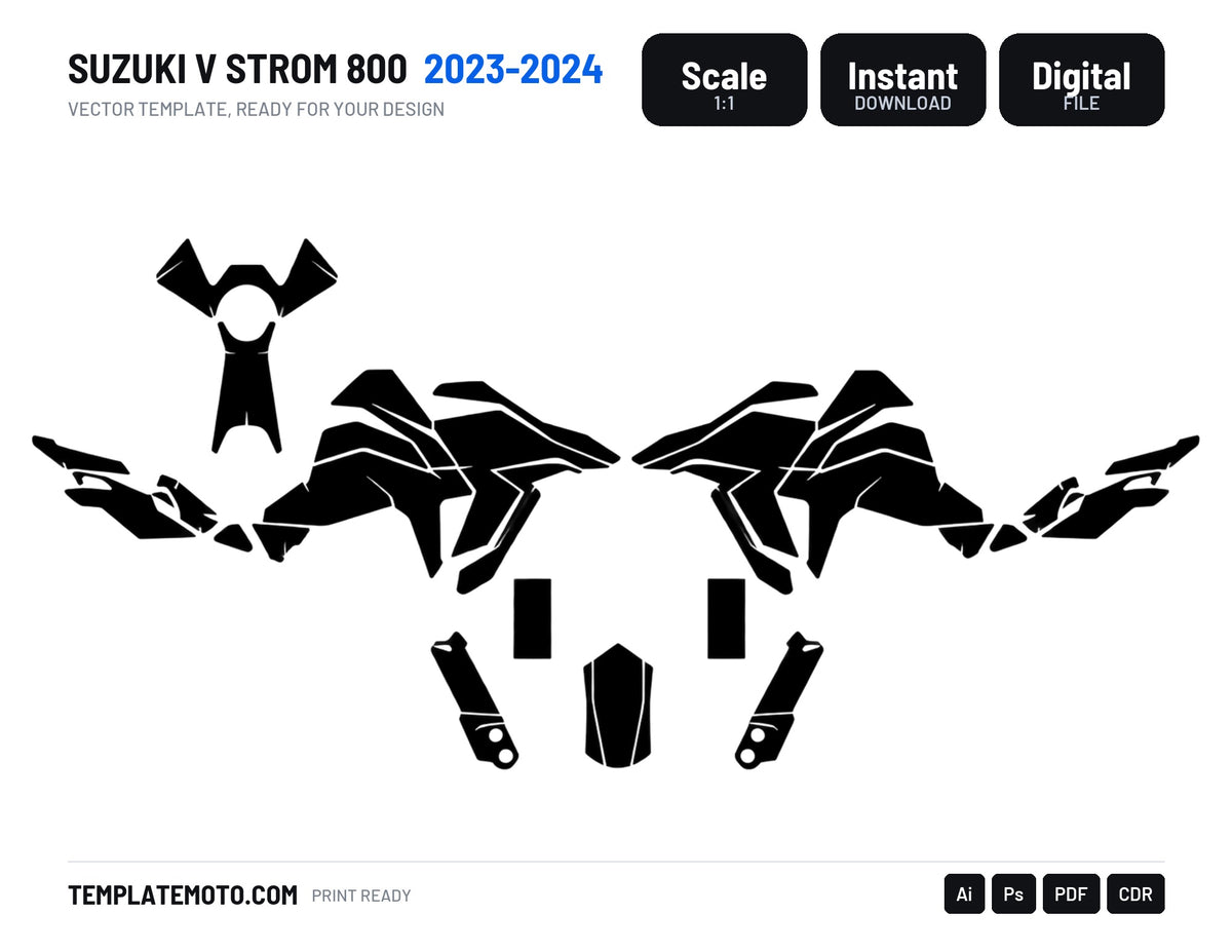 SUZUKI V STROM 800 2023-2024 Graphics Template Vector, scale 1:1 vector file