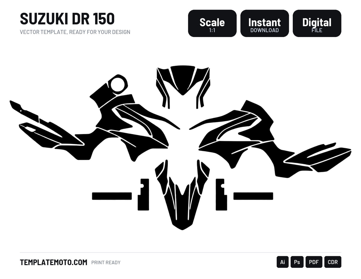 SUZUKI DR 150 Graphics Template Vector, scale 1:1 vector file