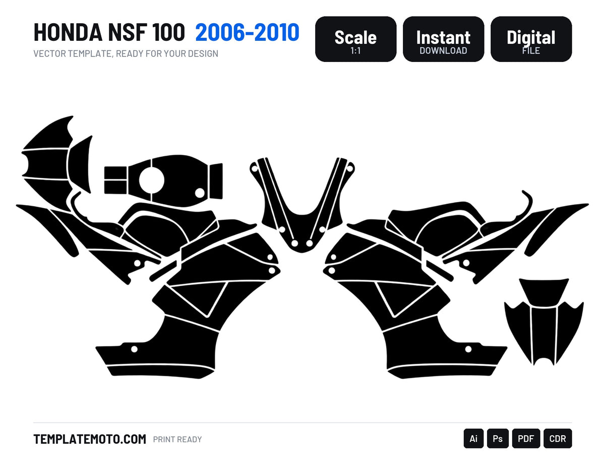 HONDA NSF 100 2006-2010 Graphics Template Vector, scale 1:1 vector file