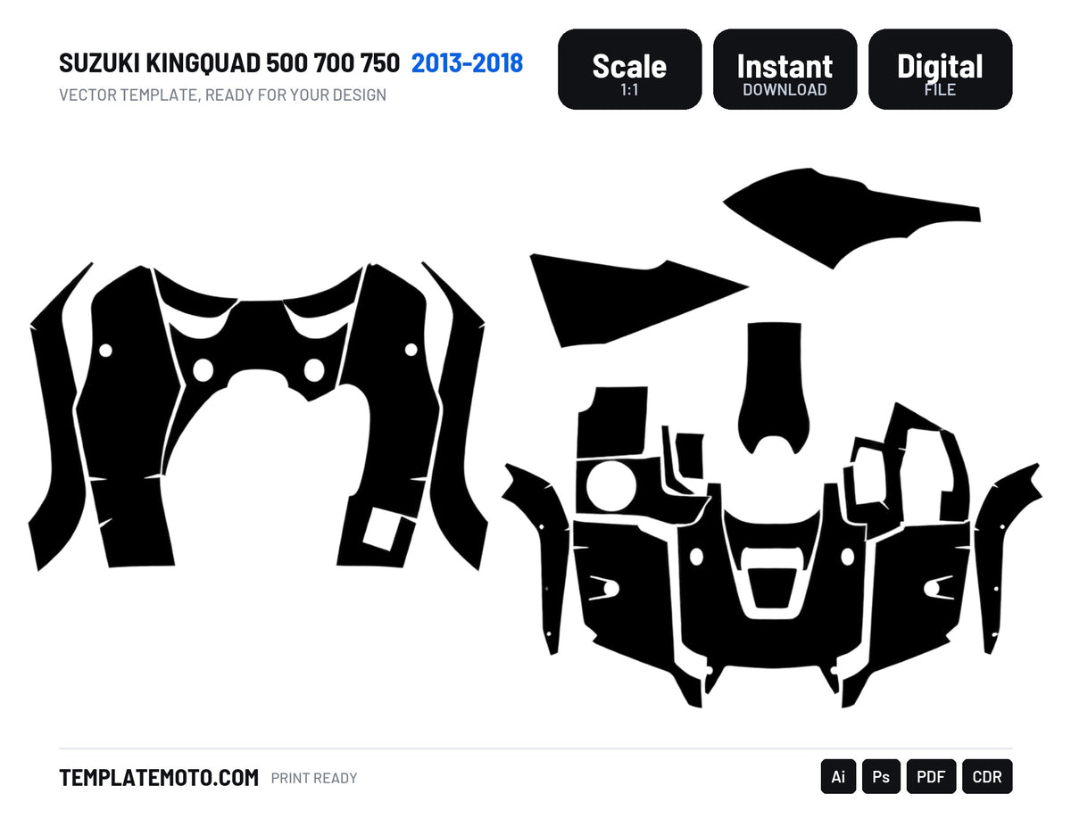 SUZUKI KINGQUAD 500 700 750 2013-2018 Graphics Template Vector, scale 1:1 vector file