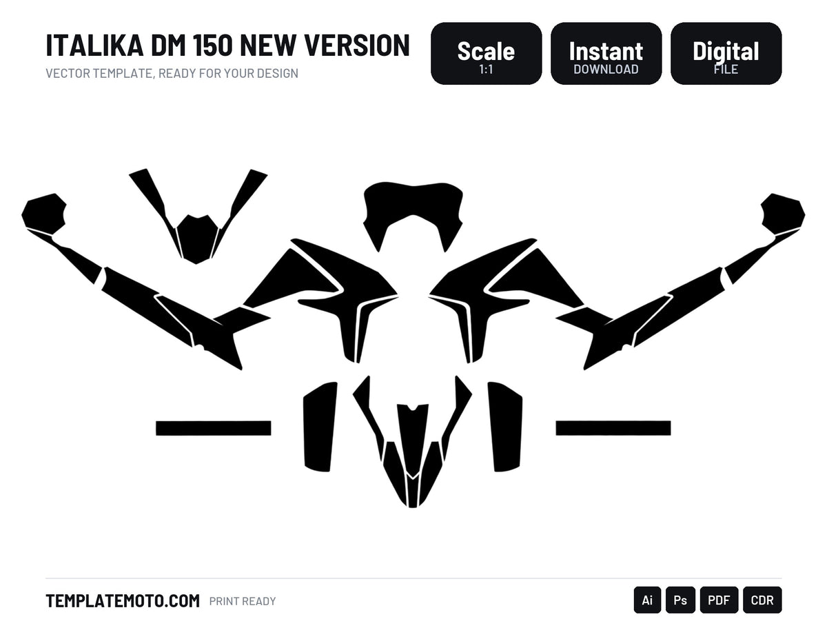 ITALIKA DM 150 NEW VERSION Graphics Template Vector, scale 1:1 vector file