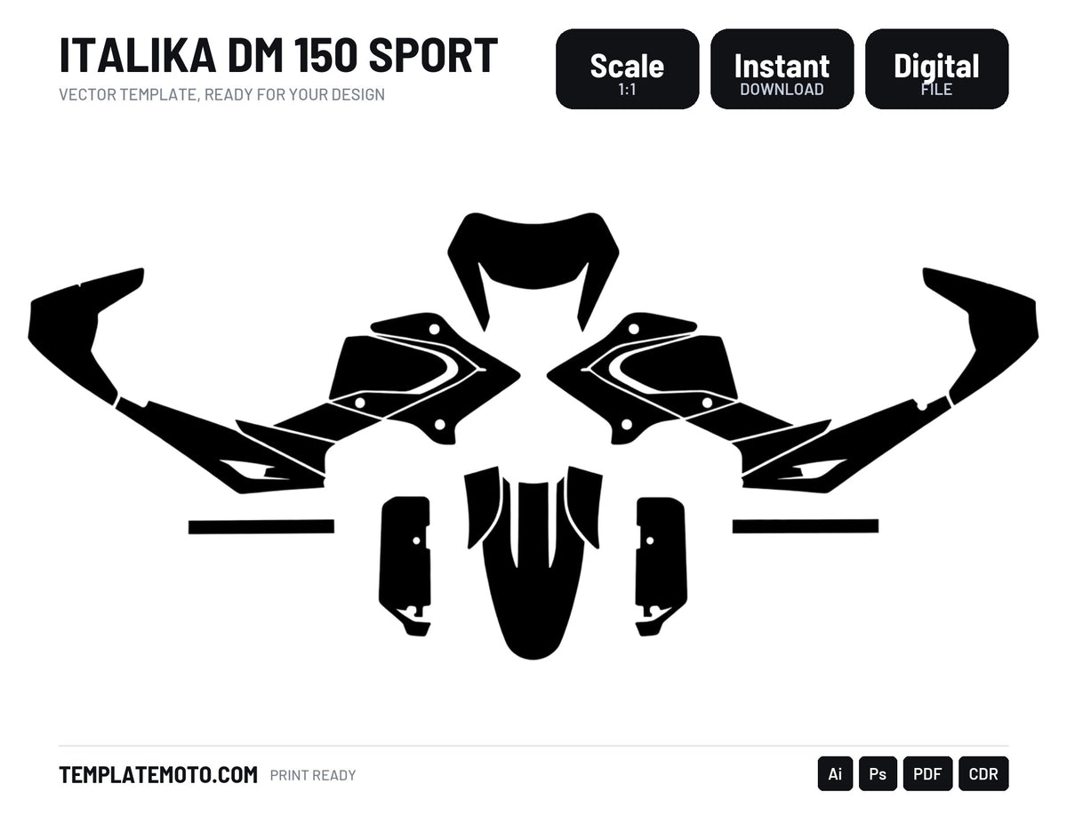 ITALIKA DM 150 SPORT Graphics Template Vector, scale 1:1 vector file