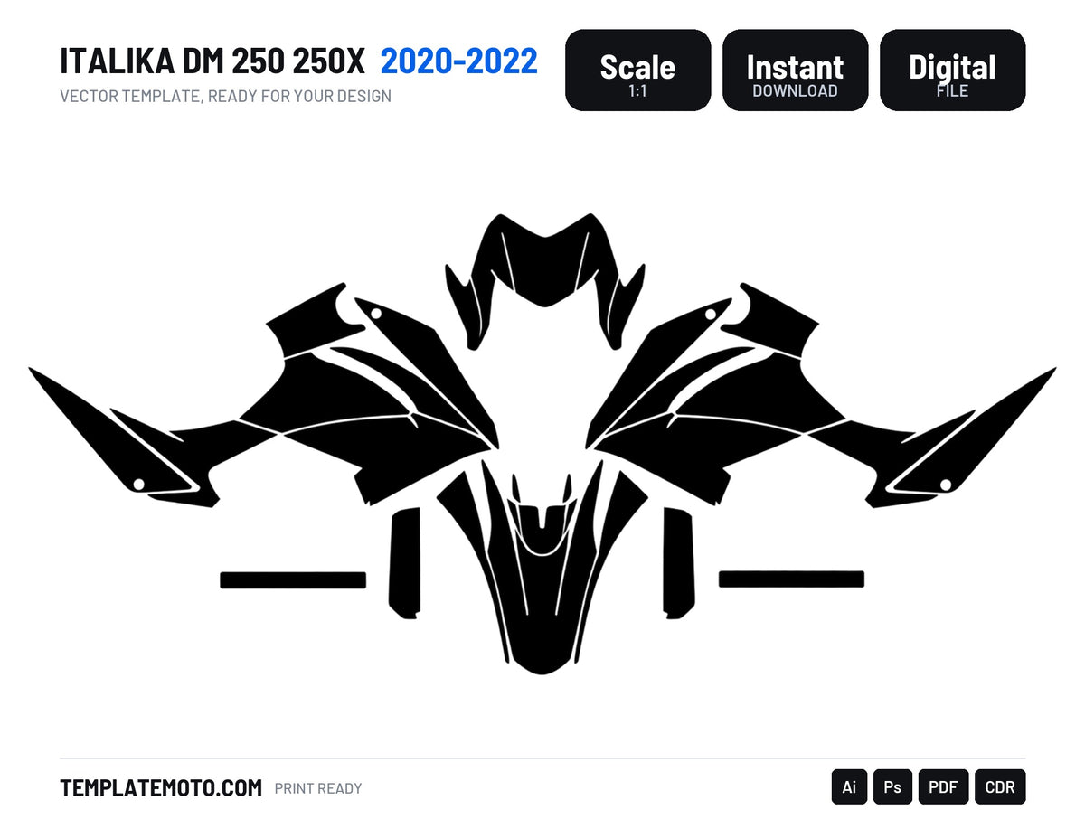 ITALIKA DM 250 250X 2020-2022 Graphics Template Vector, scale 1:1 vector file