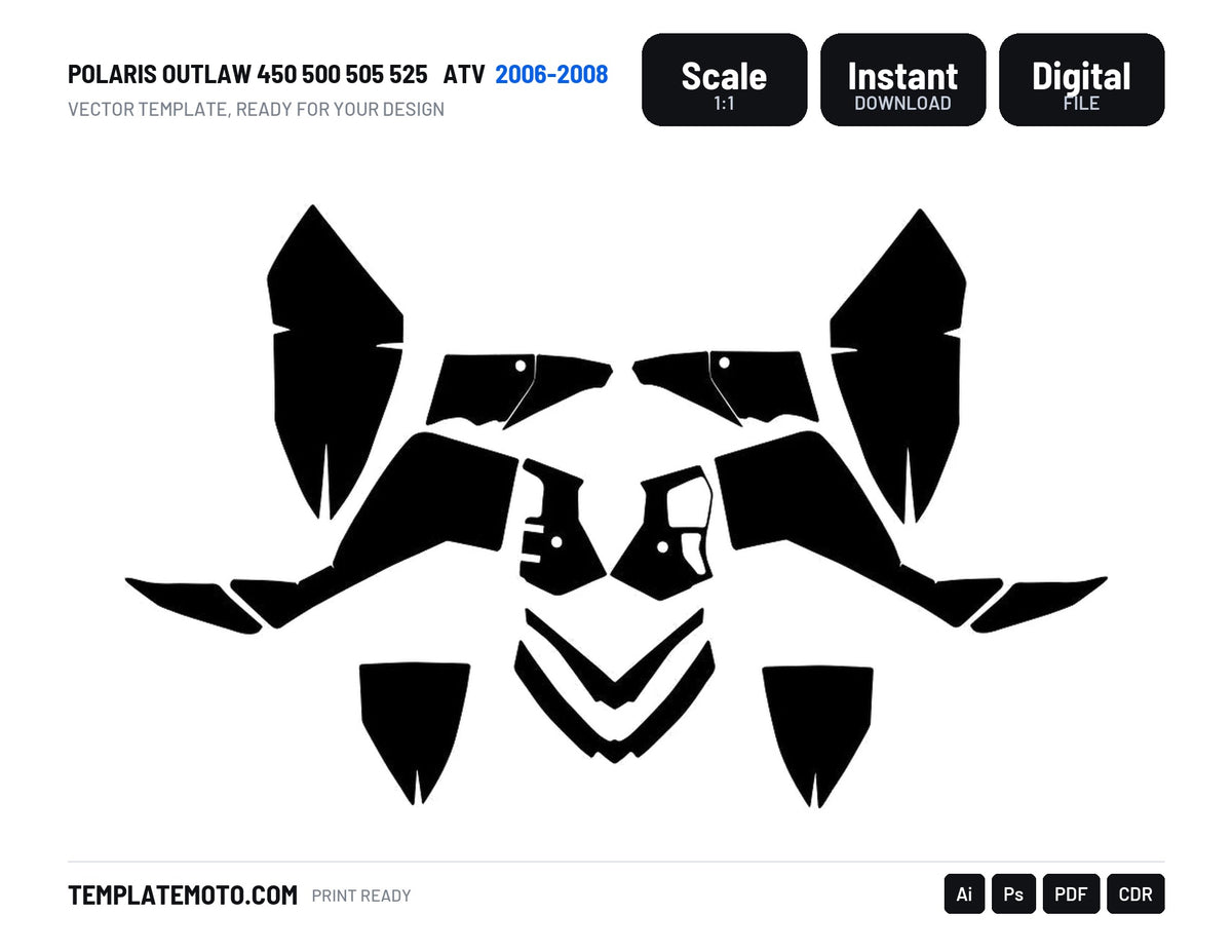 POLARIS OUTLAW 450 500 505 525 2006-2008 ATV Graphics Template Vector