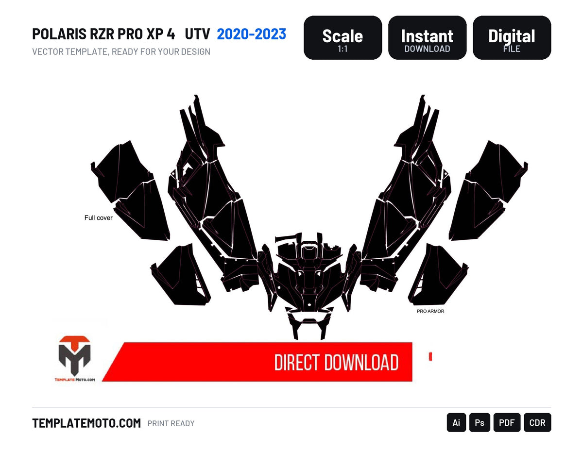 POLARIS RZR PRO XP 4 2020-2023 UTV Graphics Template Vector
