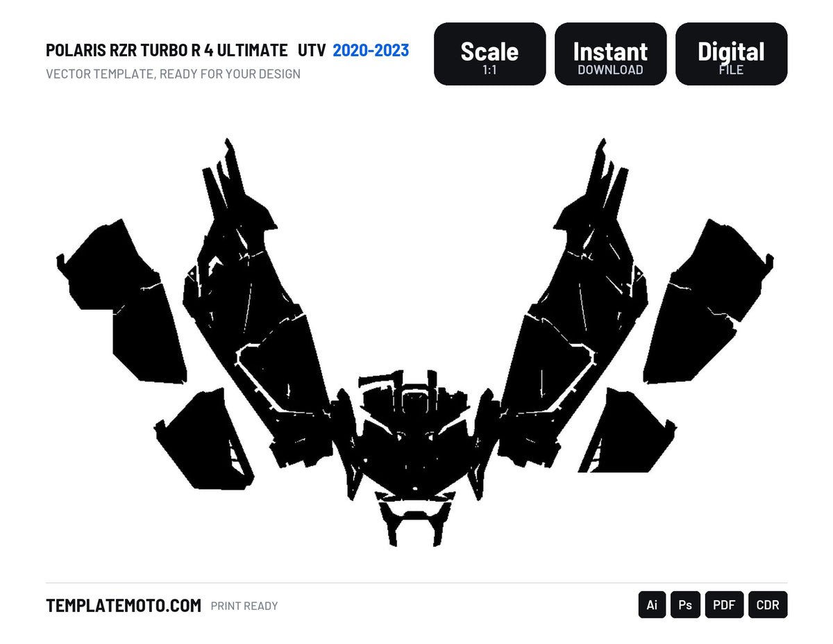 POLARIS RZR TURBO R 4 ULTIMATE 2020-2023 UTV Graphics Template Vector