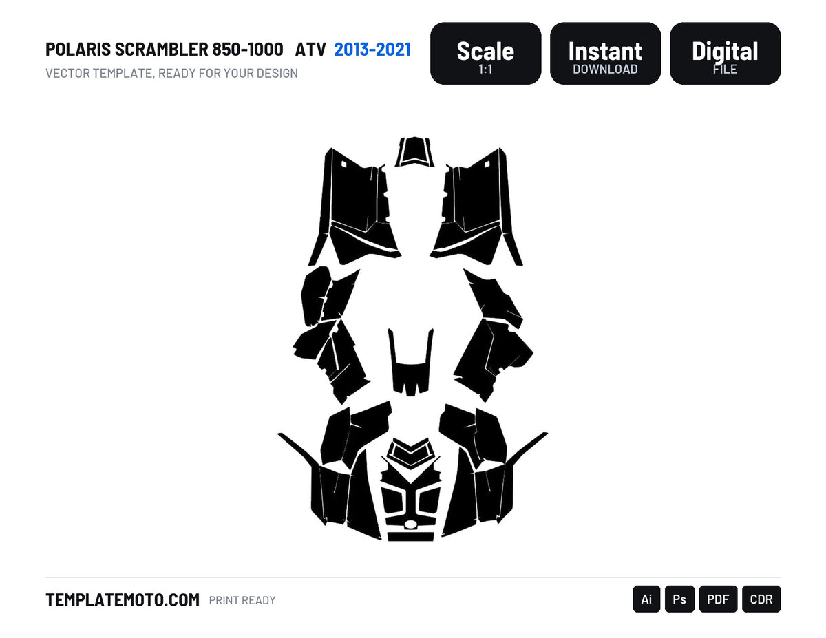 POLARIS SCRAMBLER 850-1000 2013-2021 ATV Graphics Template Vector