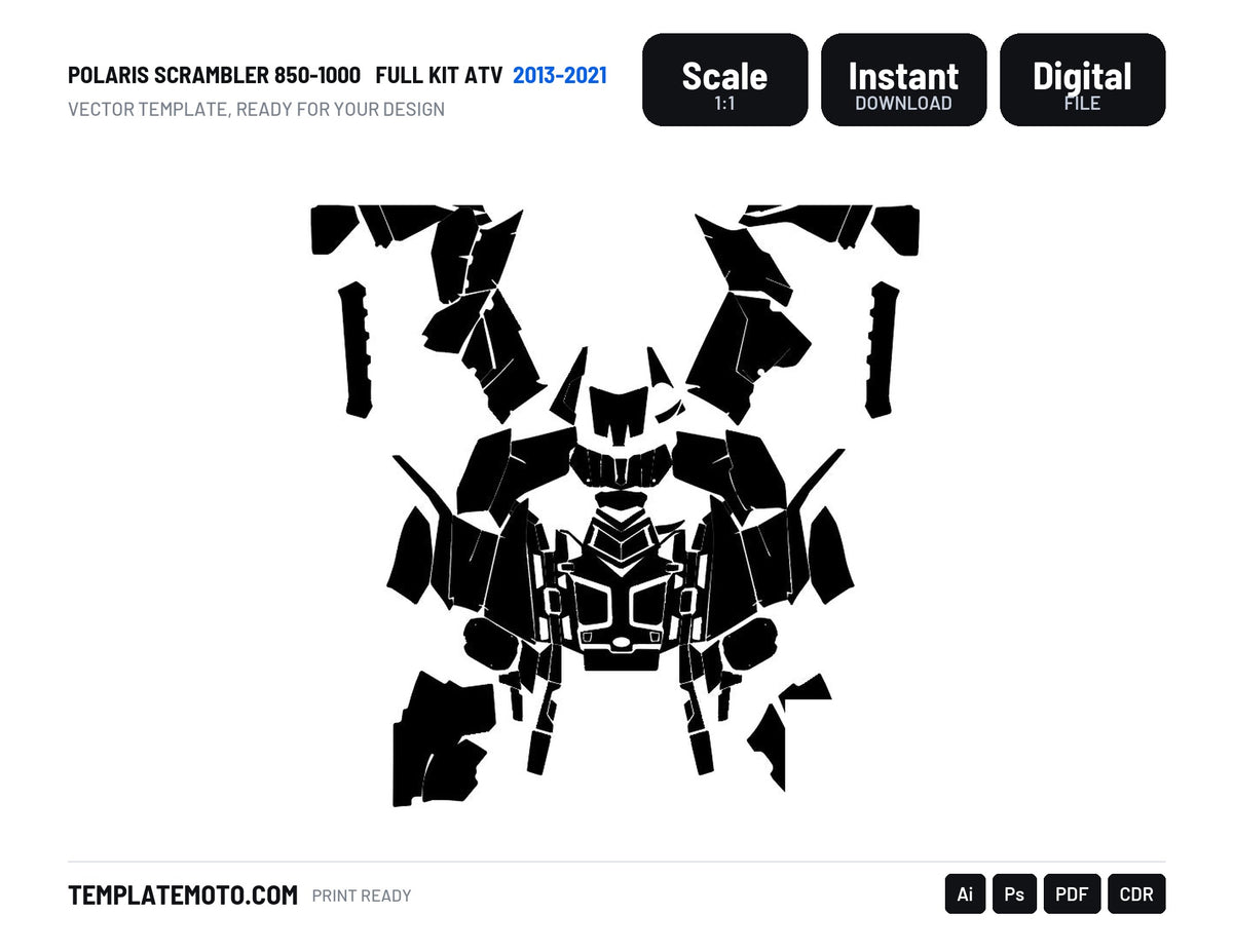 POLARIS SCRAMBLER 850-1000 2013-2021 full kit ATV Graphics Template Vector