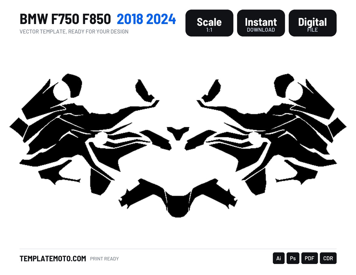 BMW F750 F850 2018 2024 Graphics Template Vector, scale 1:1 vector file