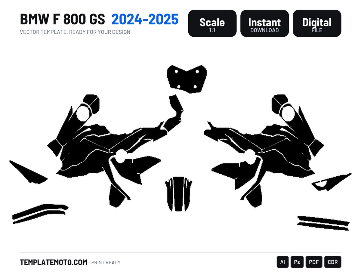 BMW F 800 GS 2024 2025 Graphics Template Vector, scale 1:1 vector file