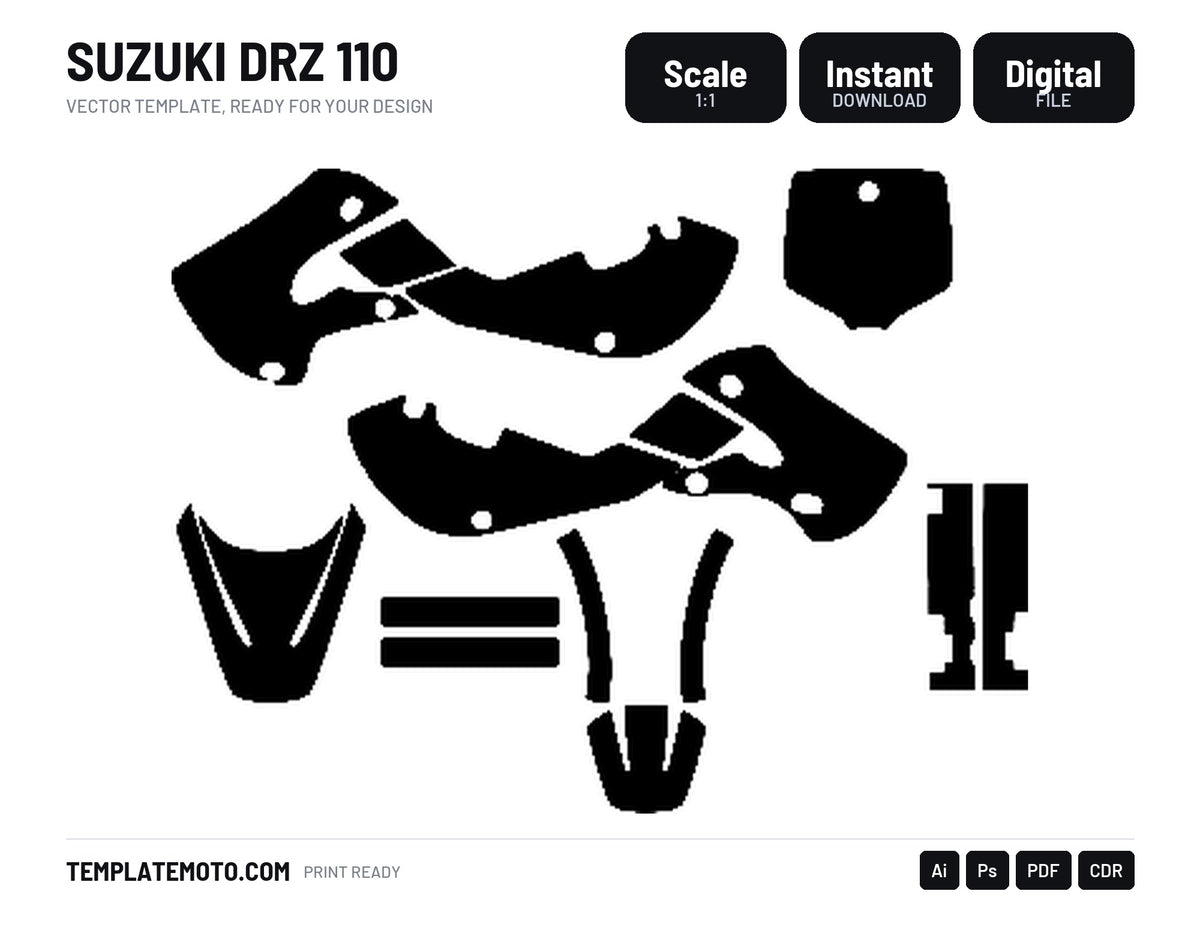 SUZUKI DRZ 110 Graphics Template Vector, scale 1:1 vector file