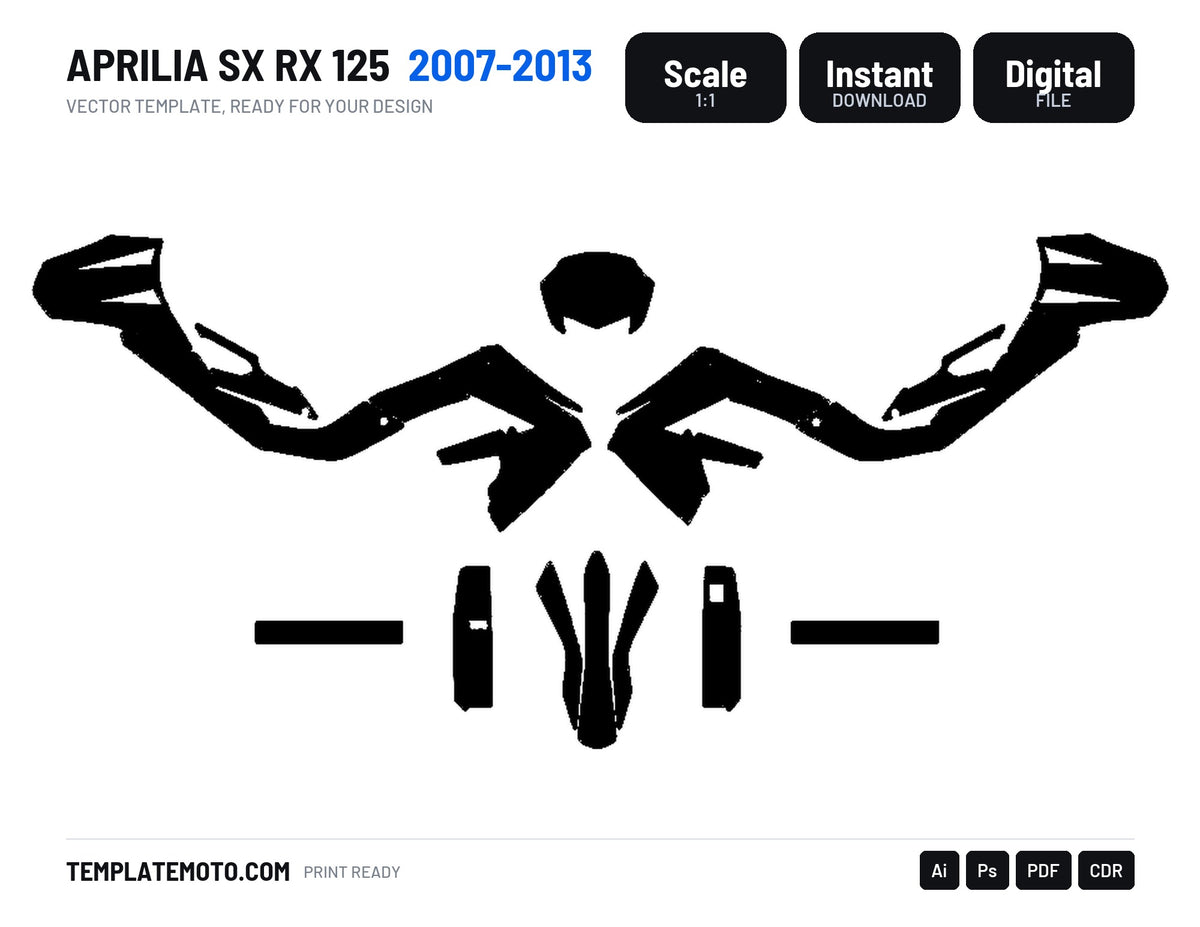 APRILIA SX RX 125 2007-2013 Graphics Template Vector, scale 1:1 vector file
