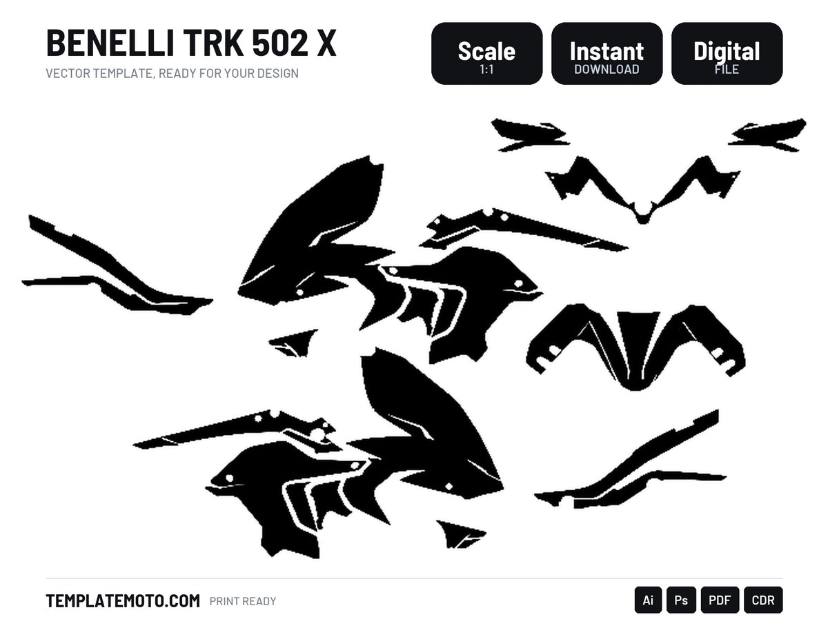 BENELLI TRK 502 X Graphics Template Vector, scale 1:1 vector file