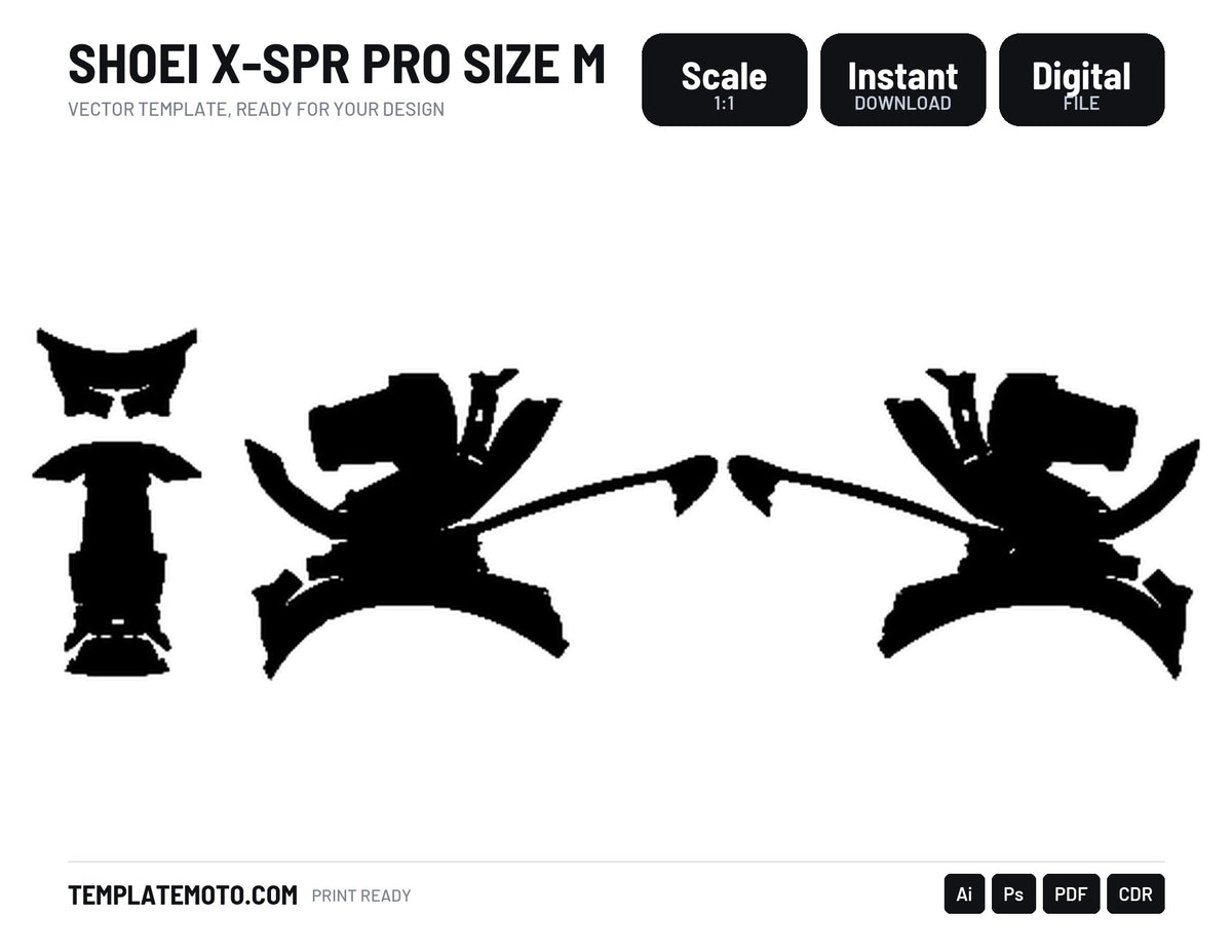 SHOEI X-SPR PRO SIZE M Graphics Template Vector, scale 1:1 vector file