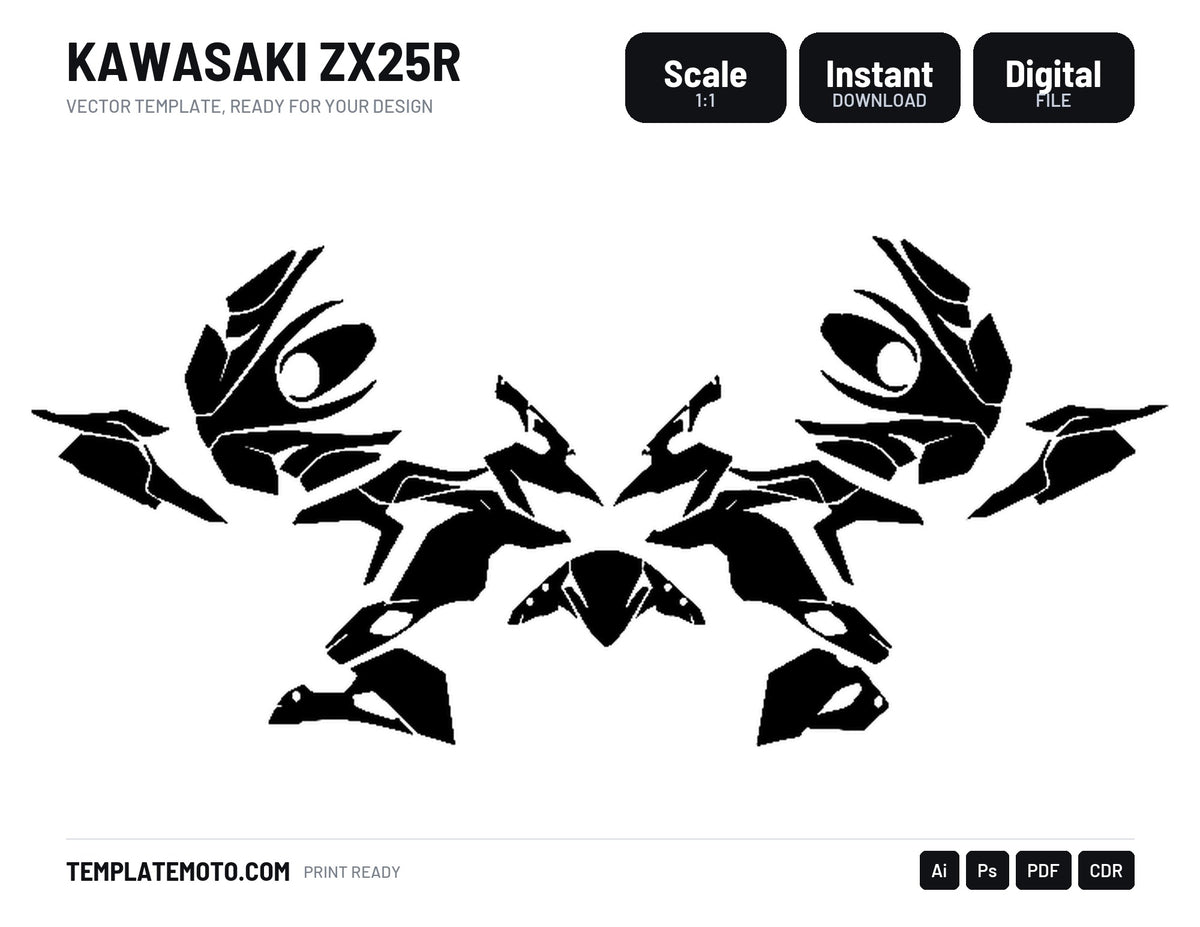 KAWASAKI ZX25R Graphics Template Vector, scale 1:1 vector file