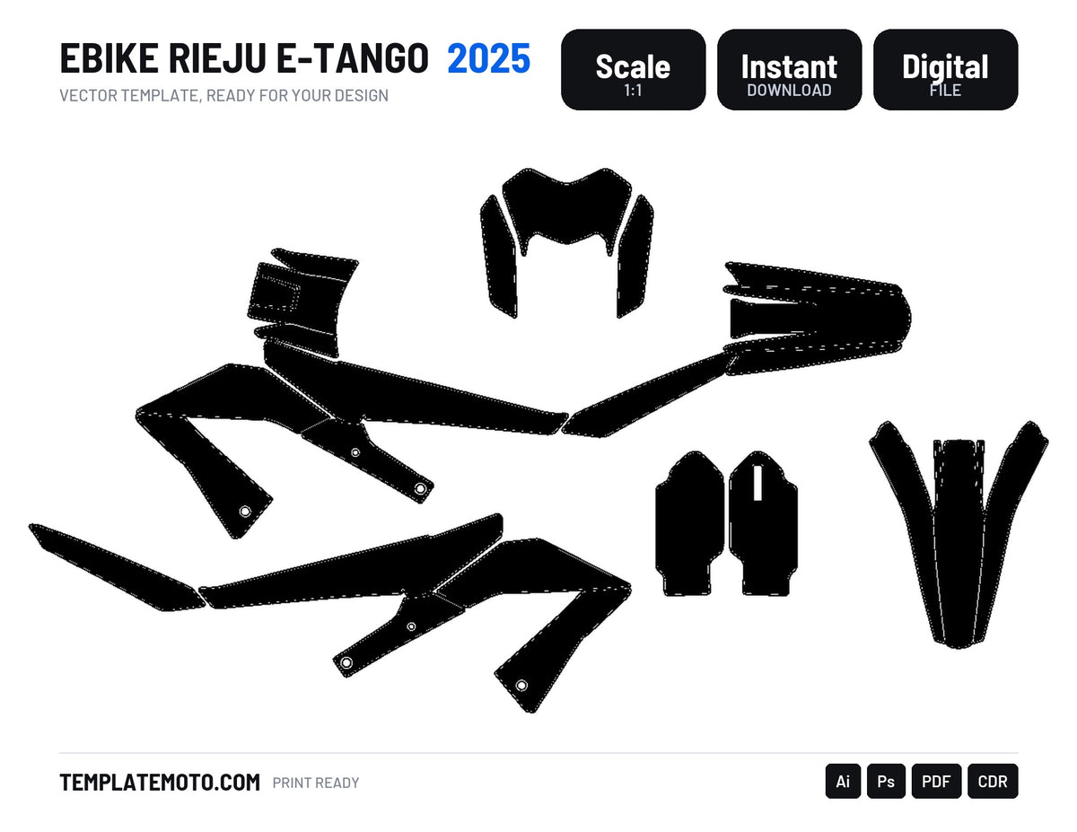 EBIKE RIEJU E-TANGO 2025 Graphics Template Vector, scale 1:1 vector file