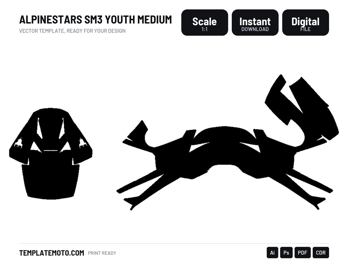 ALPINESTARS SM3 YOUTH MEDIUM Graphics Template Vector, scale 1:1 vector file