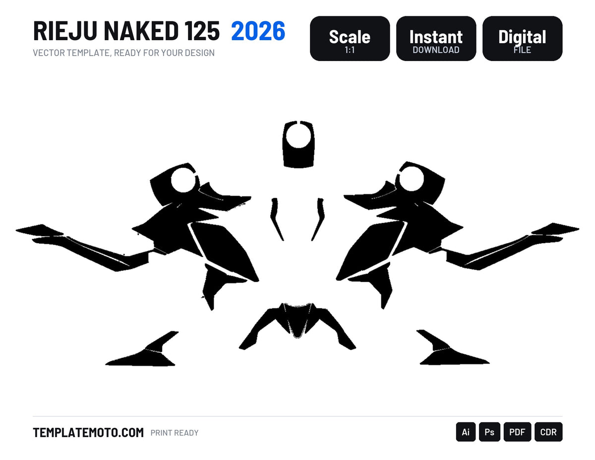 RIEJU NAKED 125 2026 Graphics Template Vector, scale 1:1 vector file