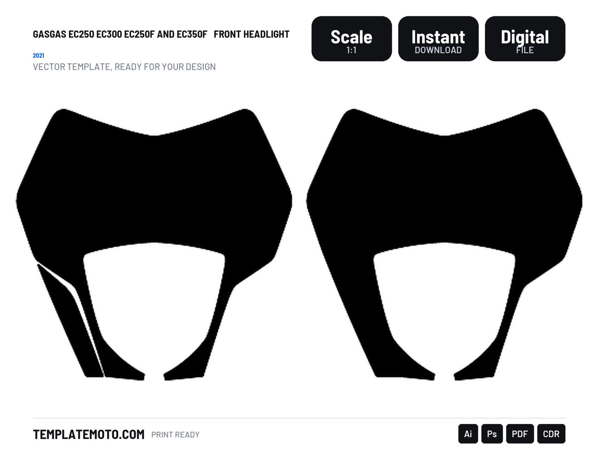 GASGAS EC250 EC300 EC250F AND EC350F 2021 FRONT HEADLIGHT Graphics Template Vector, scale 1:1 vector file