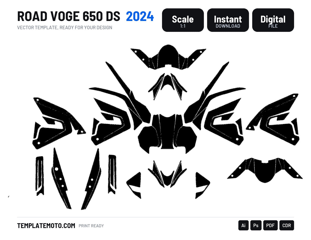 ROAD VOGE 650 DS 2024 Graphics Template Vector, scale 1:1 vector file