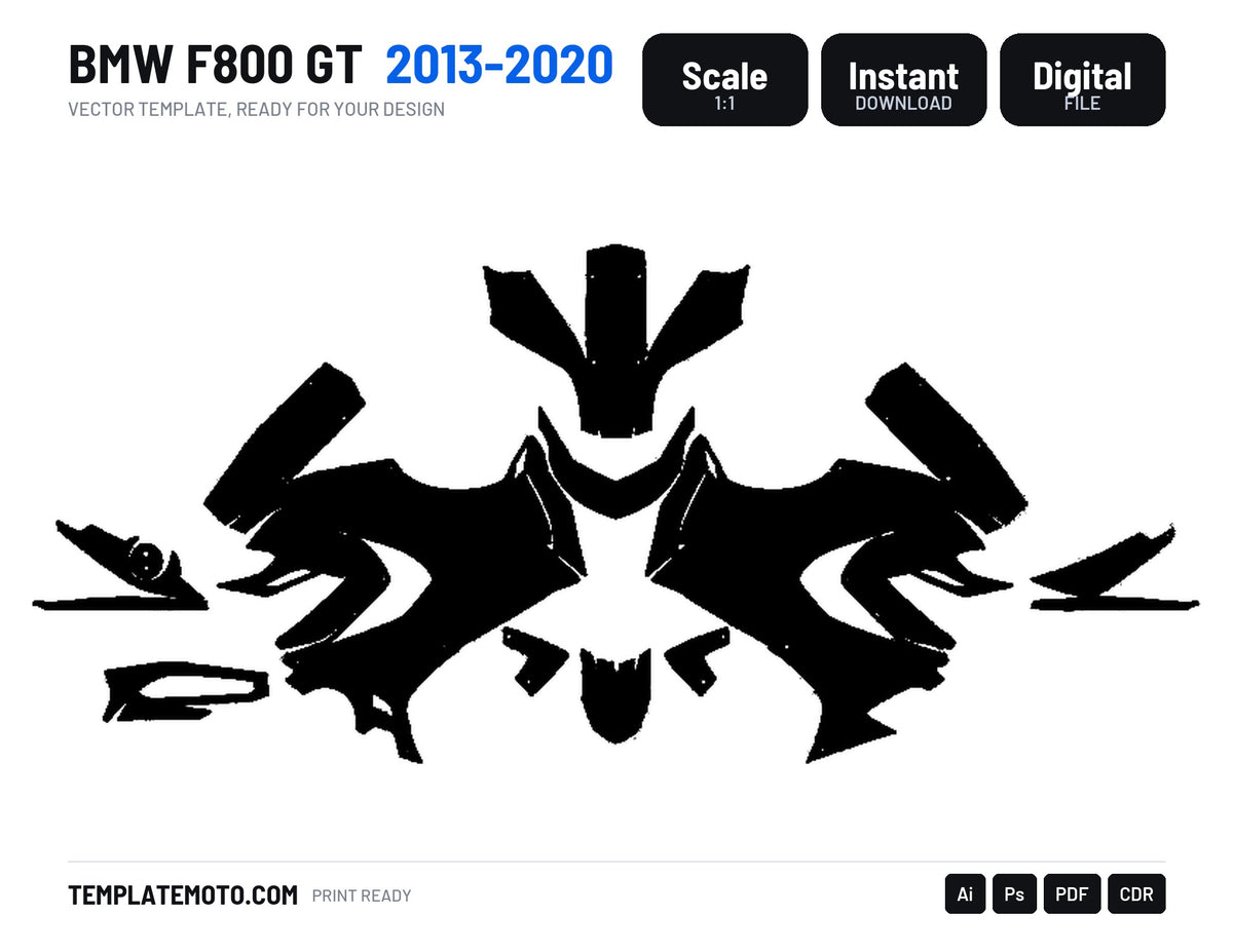 BMW F800 GT 2013-2020 Graphics Template Vector, scale 1:1 vector file