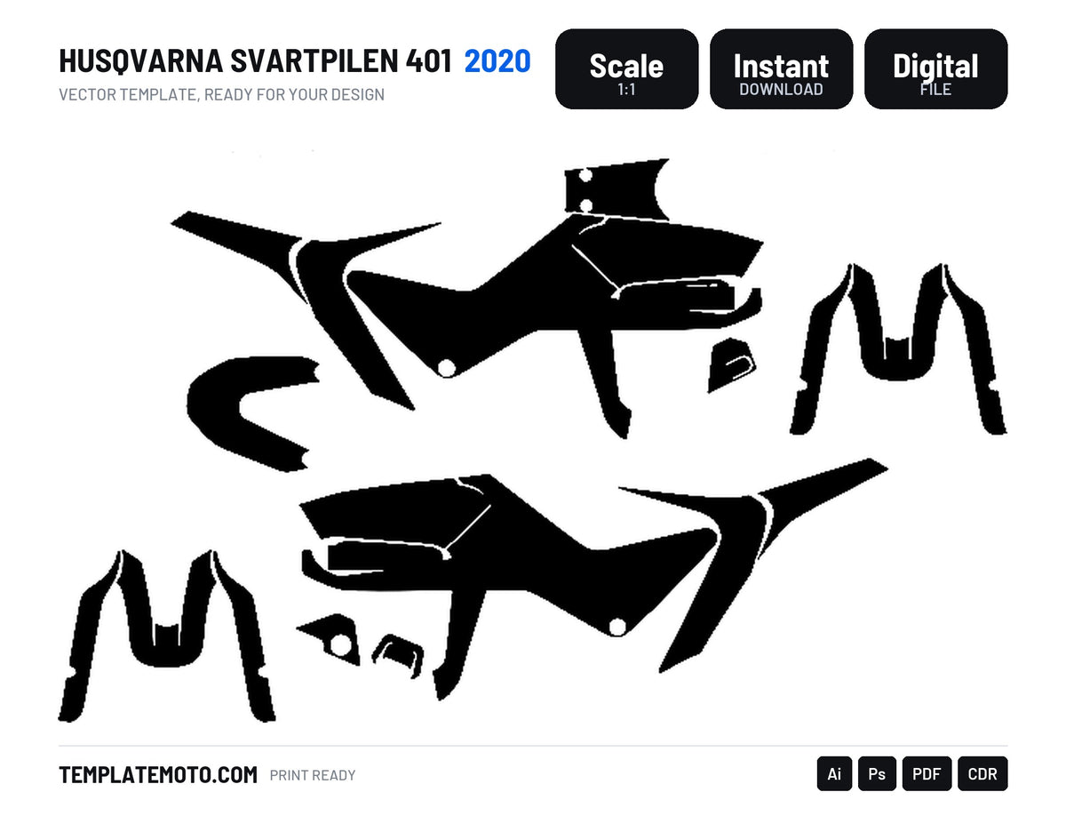 HUSQVARNA SVARTPILEN 401 2020 Graphics Template Vector, scale 1:1 vector file