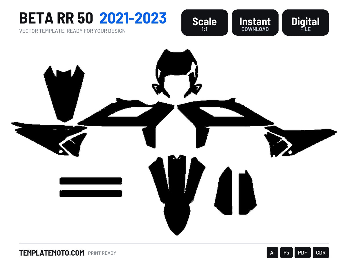 BETA RR 50 2021-2023 Graphics Template Vector, scale 1:1 vector file