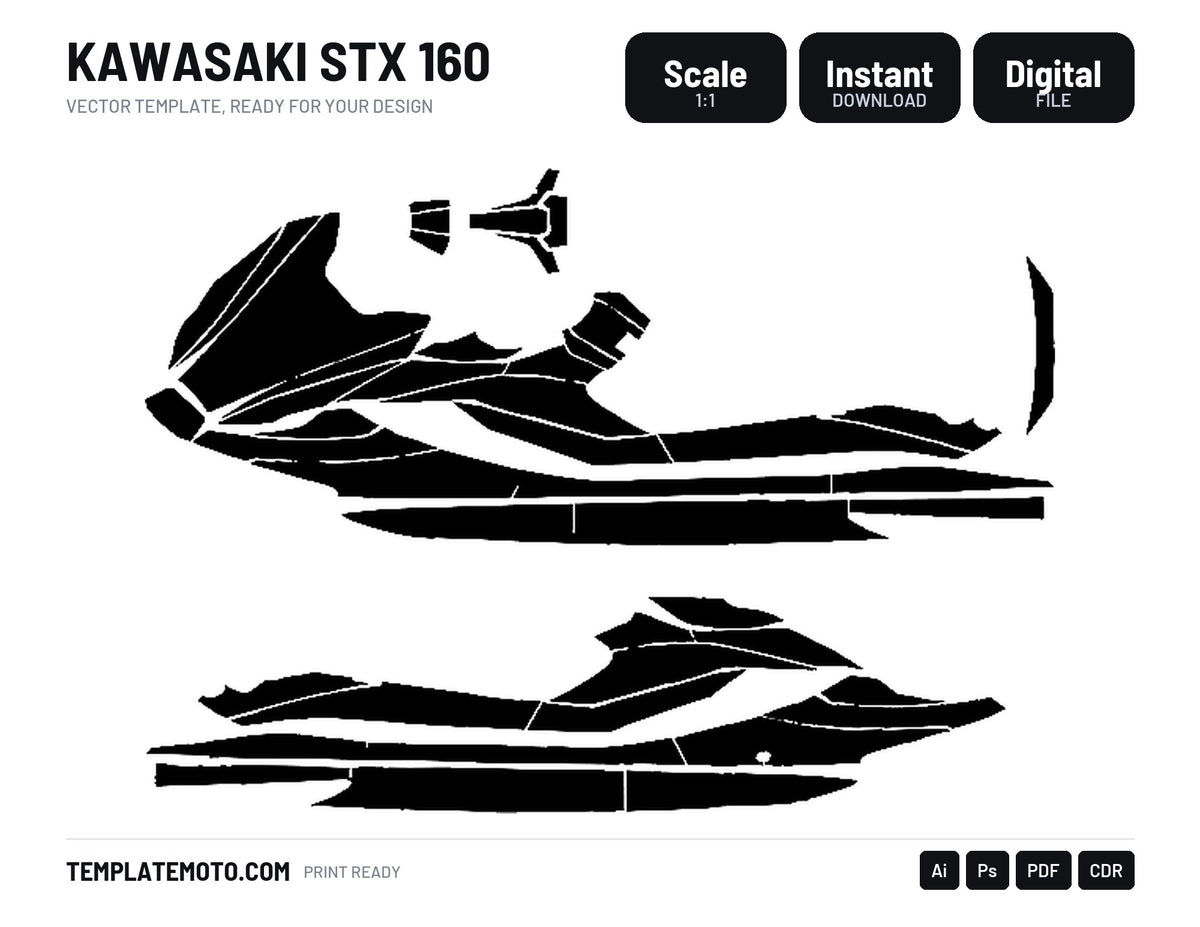 KAWASAKI STX 160 Graphics Template Vector, scale 1:1 vector file