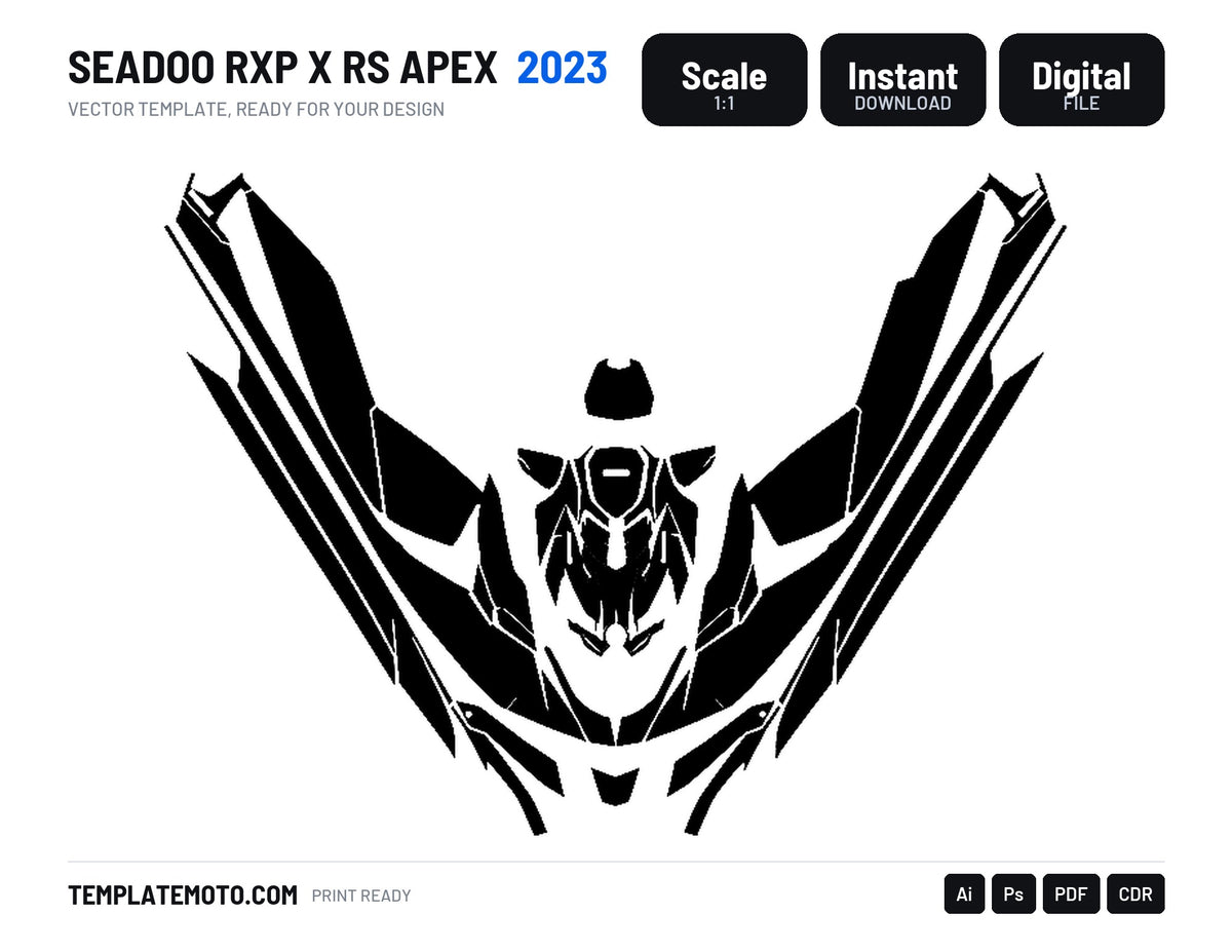 SEADOO RXP X RS APEX 2023 Graphics Template Vector, scale 1:1 vector file