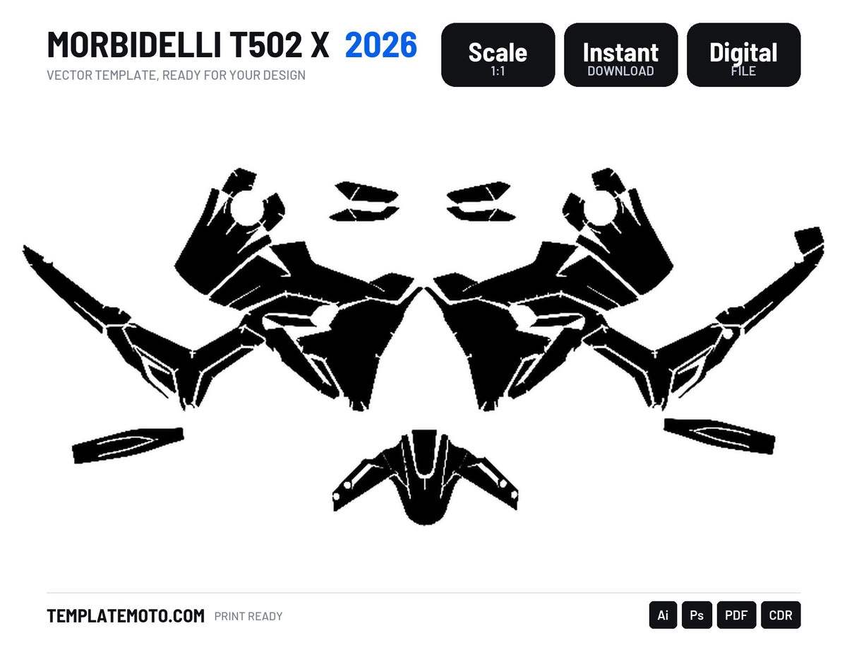MORBIDELLI T502 X 2026 Graphics Template Vector, scale 1:1 vector file