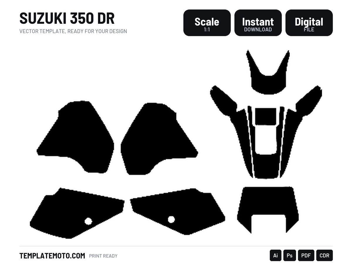 SUZUKI 350 DR Graphics Template Vector, scale 1:1 vector file