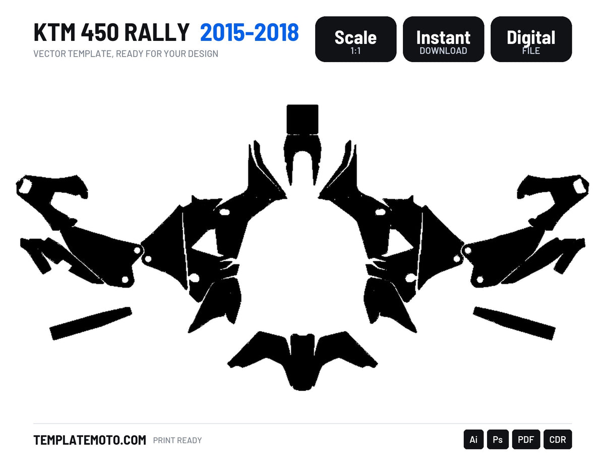 KTM 450 RALLY 2015-2018 Graphics Template Vector, scale 1:1 vector file