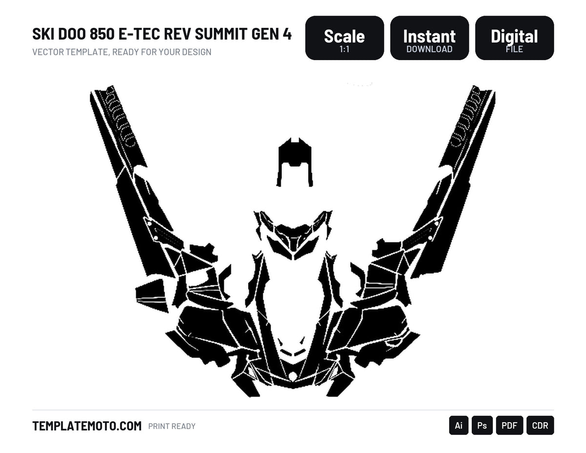 SKI DOO 850 E-TEC REV SUMMIT GEN 4 Graphics Template Vector, scale 1:1 vector file
