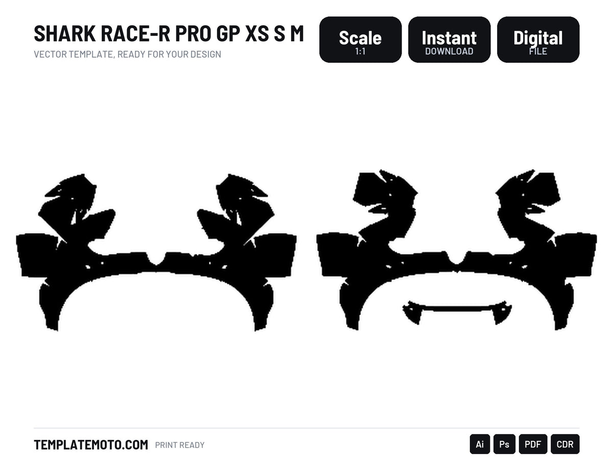 SHARK RACE-R PRO GP XS S M Graphics Template Vector, scale 1:1 vector file