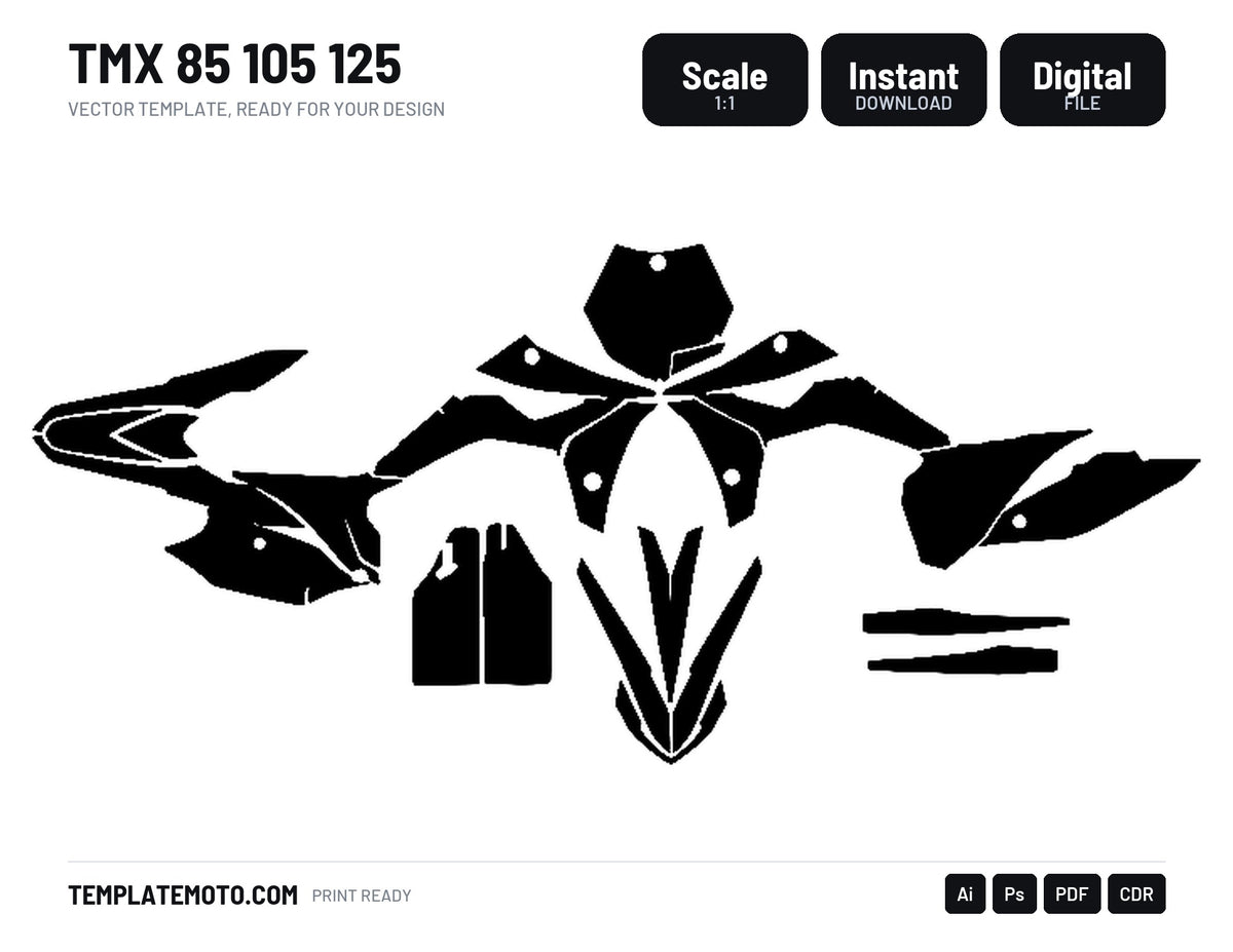 TMX 85 105 125 Graphics Template Vector, scale 1:1 vector file