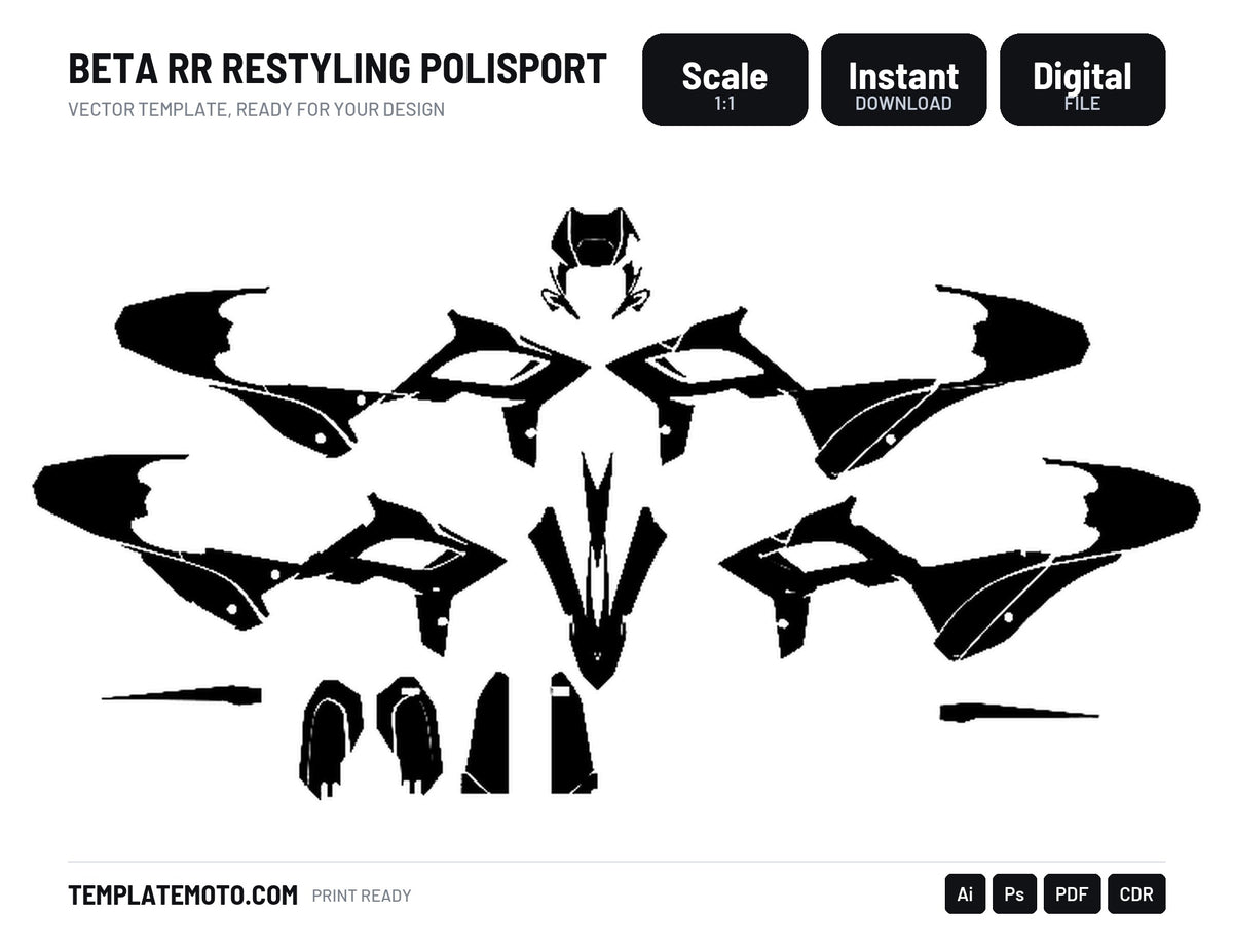 BETA RR RESTYLING POLISPORT Graphics Template Vector, scale 1:1 vector file
