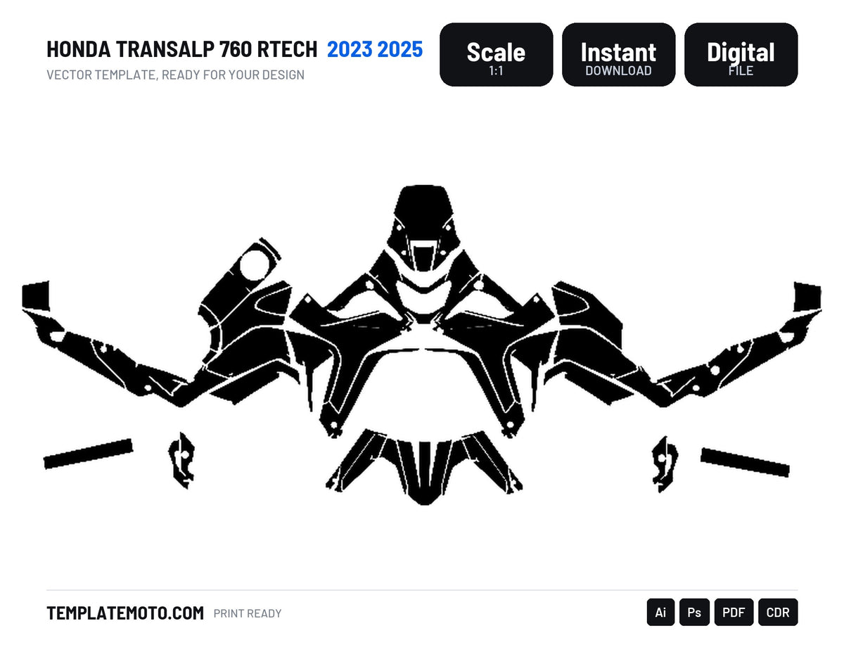 HONDA TRANSALP 760 2023 2025 RTECH Graphics Template Vector, scale 1:1 vector file