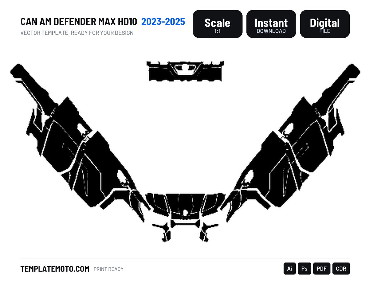 CAN AM DEFENDER MAX HD10 2023-2025 Graphics Template Vector, scale 1:1 vector file