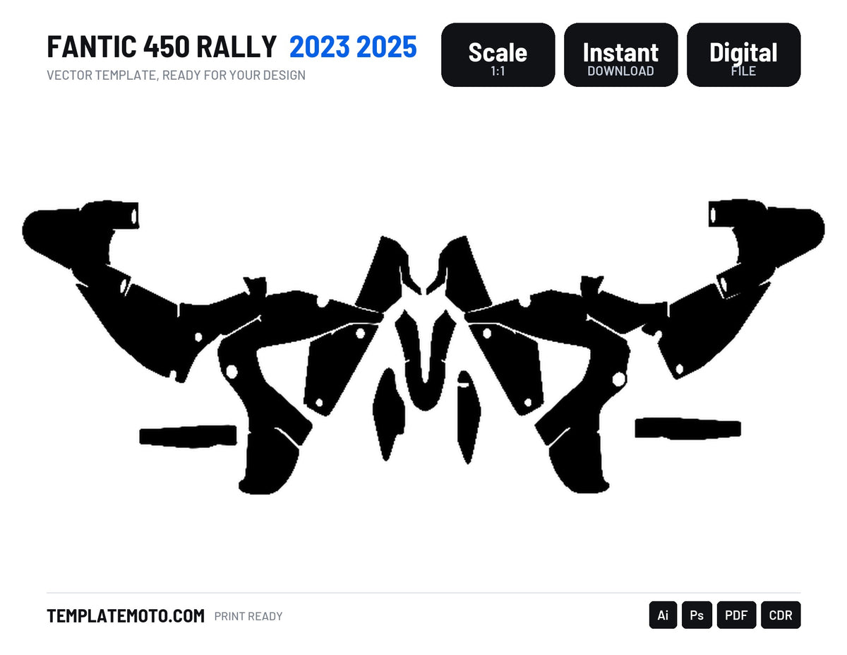 FANTIC 450 RALLY 2023 2025 Graphics Template Vector, scale 1:1 vector file