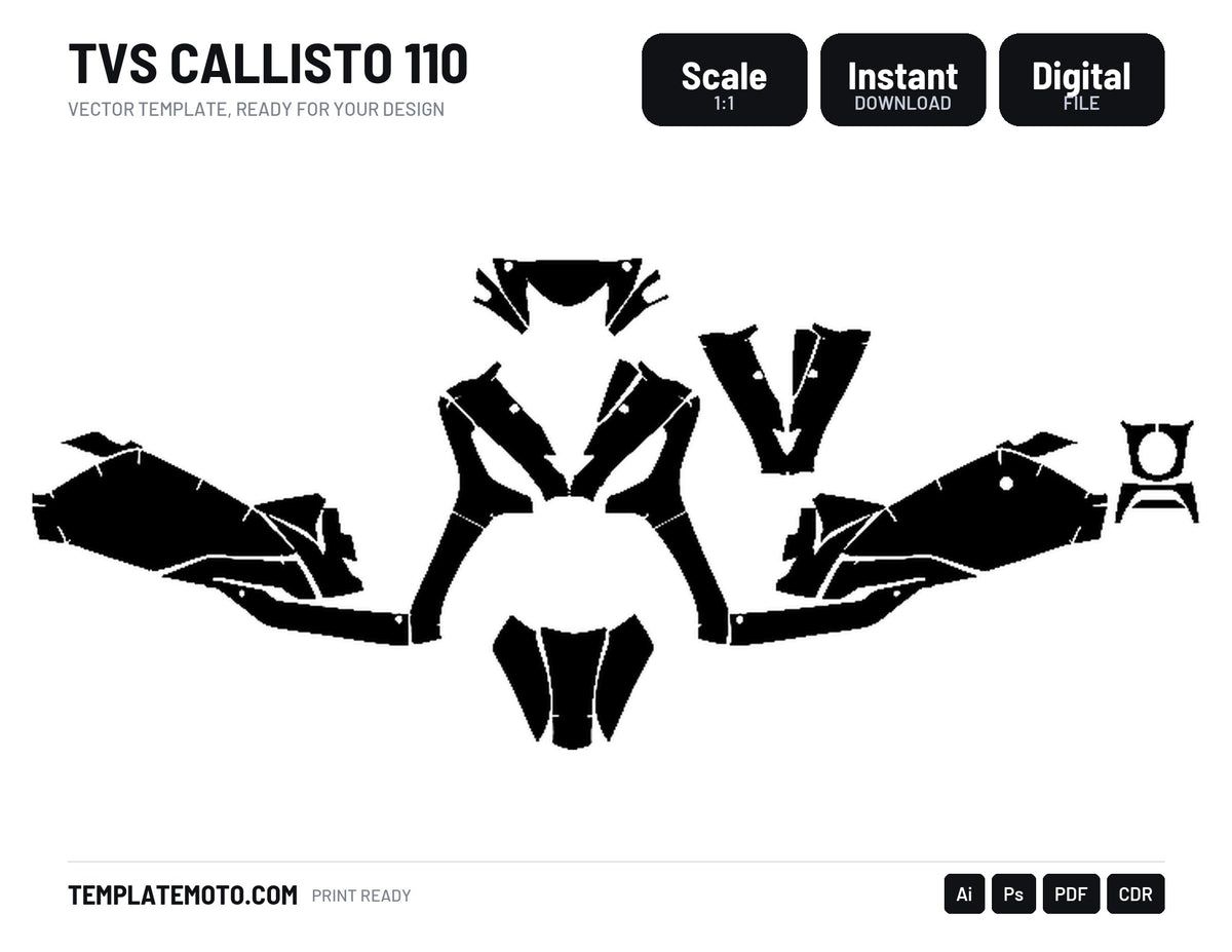 TVS CALLISTO 110 Graphics Template Vector, scale 1:1 vector file