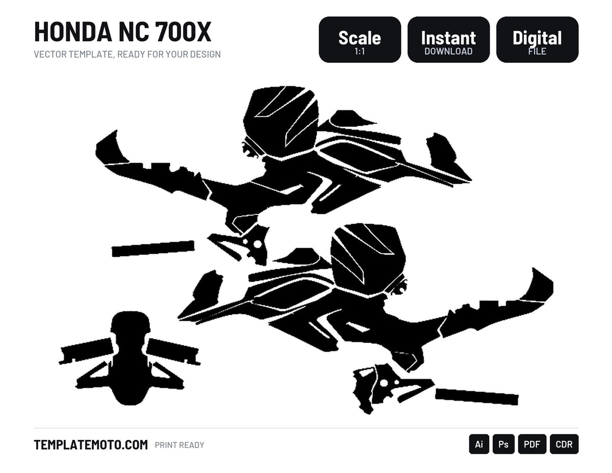 HONDA NC 700X Graphics Template Vector, scale 1:1 vector file