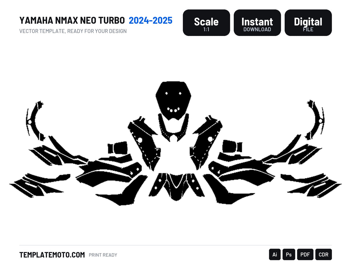 YAMAHA NMAX NEO TURBO 2024 2025 Graphics Template Vector, scale 1:1 vector file