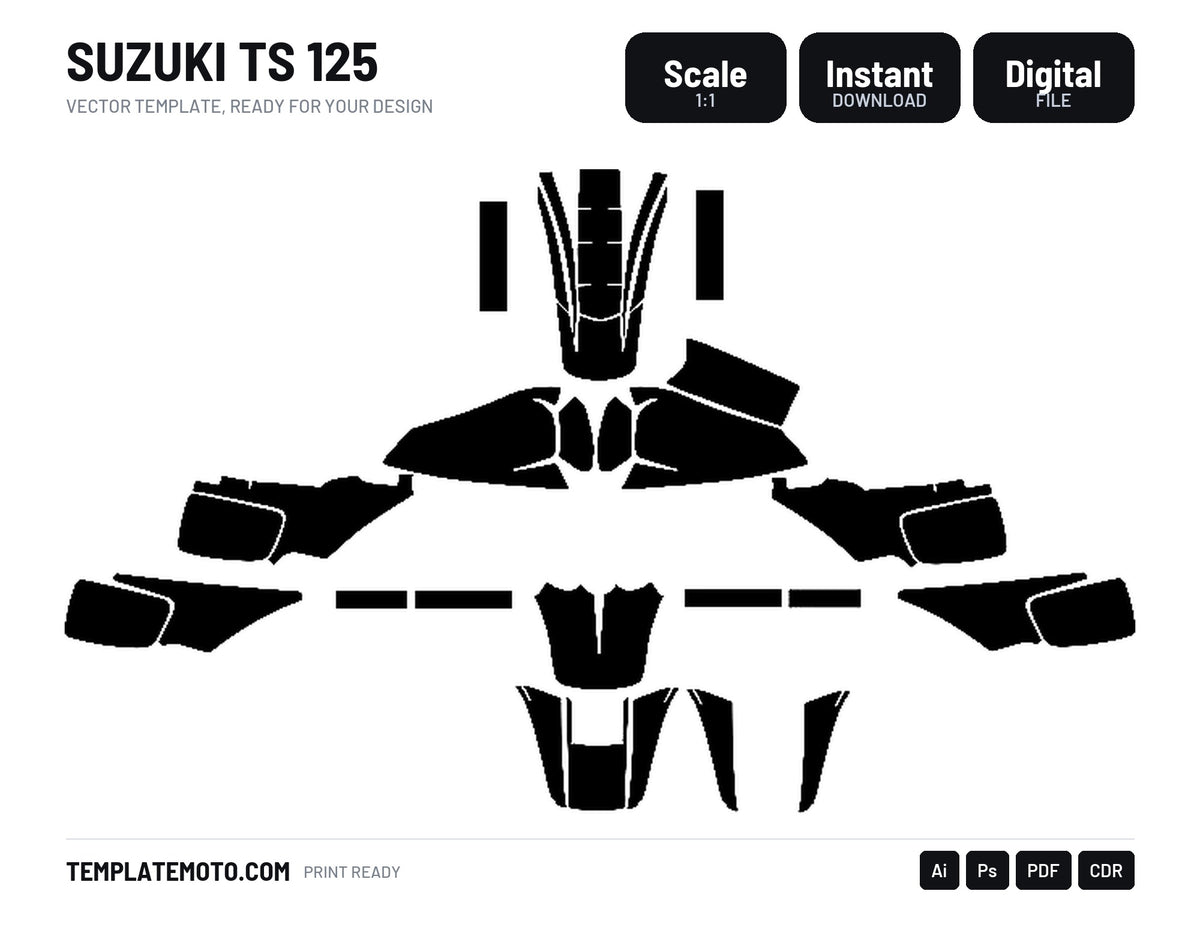 SUZUKI TS 125 Graphics Template Vector, scale 1:1 vector file