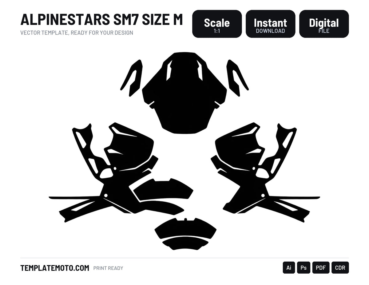 ALPINESTARS SM7 SIZE M Graphics Template Vector, scale 1:1 vector file