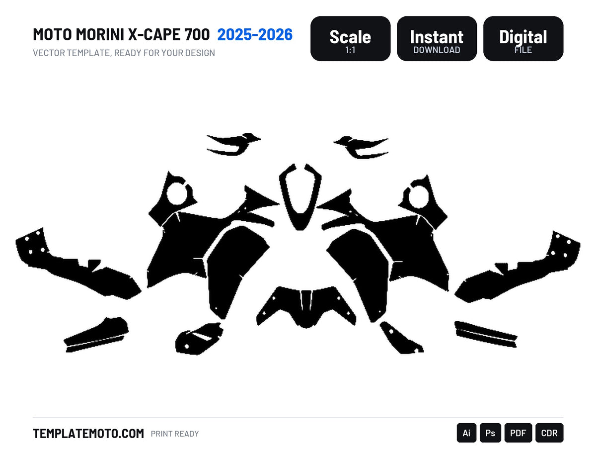 MOTO MORINI X-CAPE 700 2025-2026 Graphics Template Vector, scale 1:1 vector file