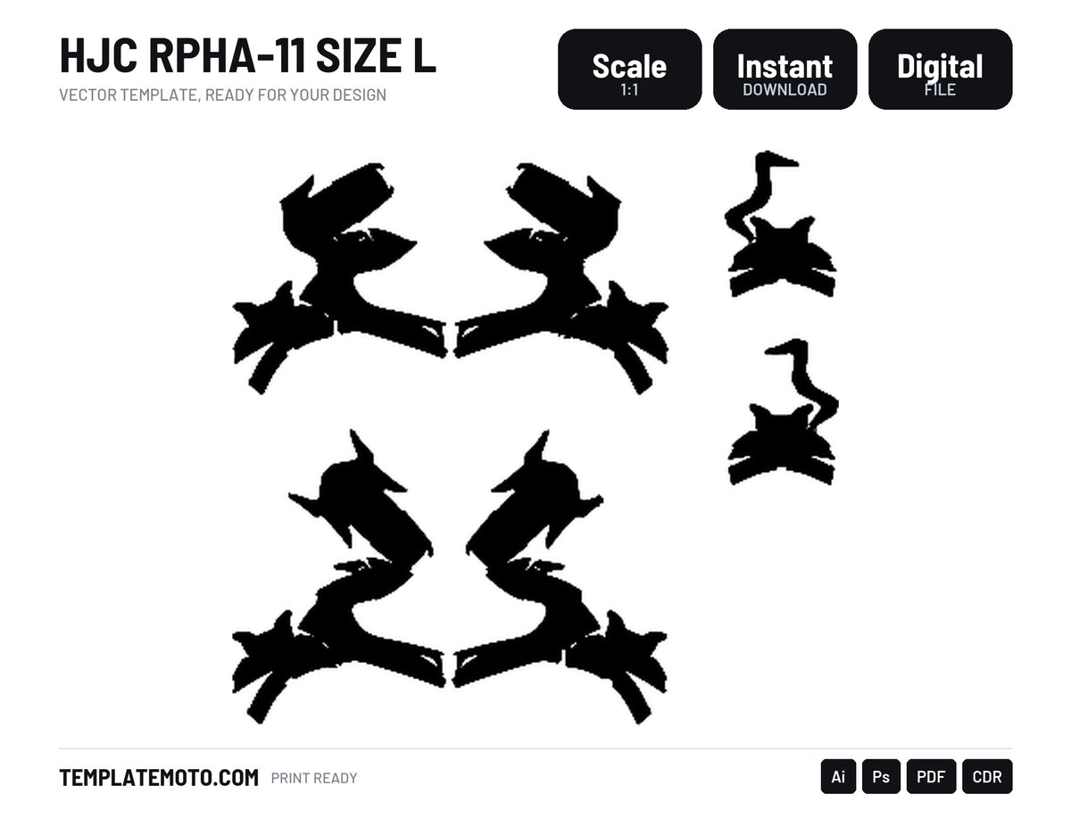 HJC RPHA-11 SIZE L Graphics Template Vector, scale 1:1 vector file