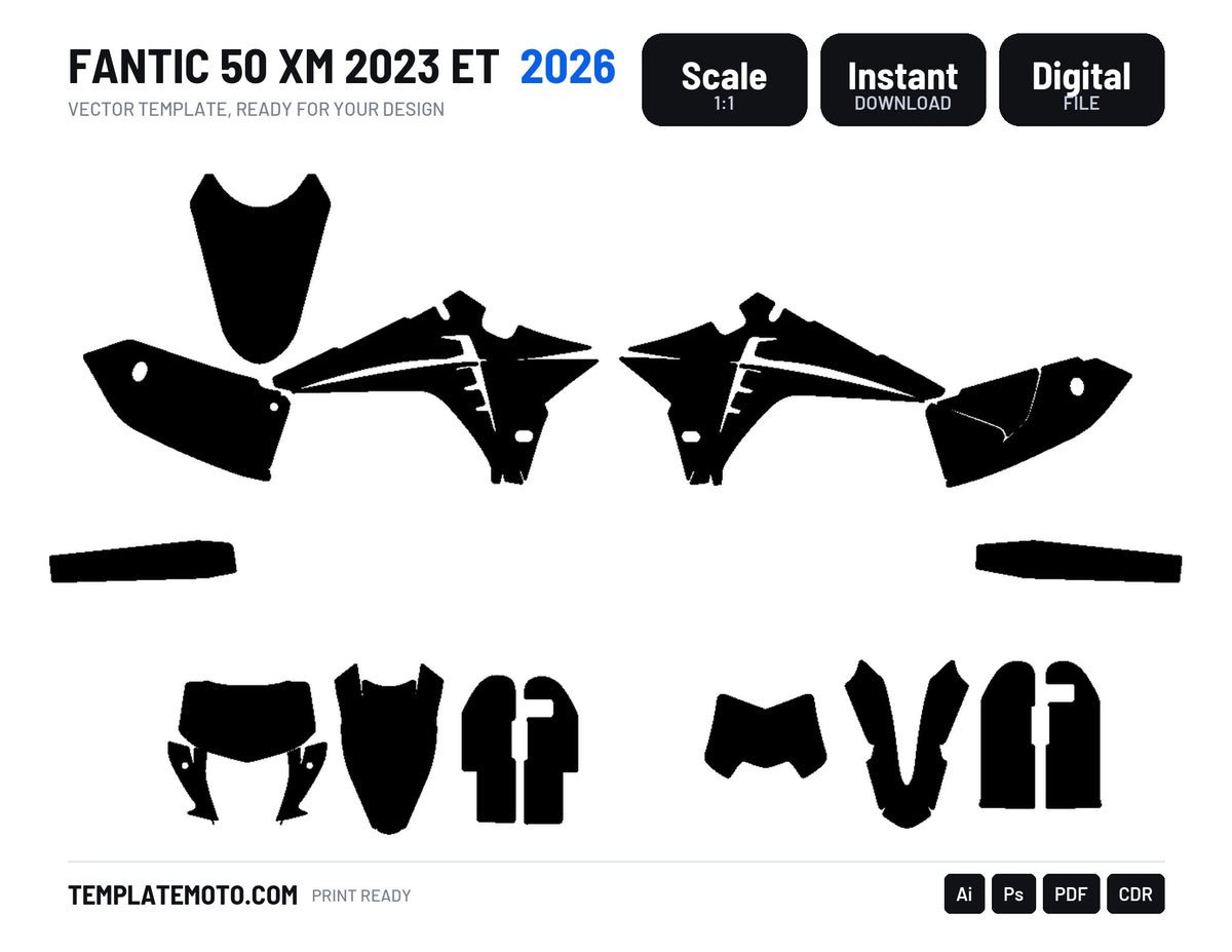 FANTIC 50 XM 2023 ET 2026 Graphics Template Vector, scale 1:1 vector file