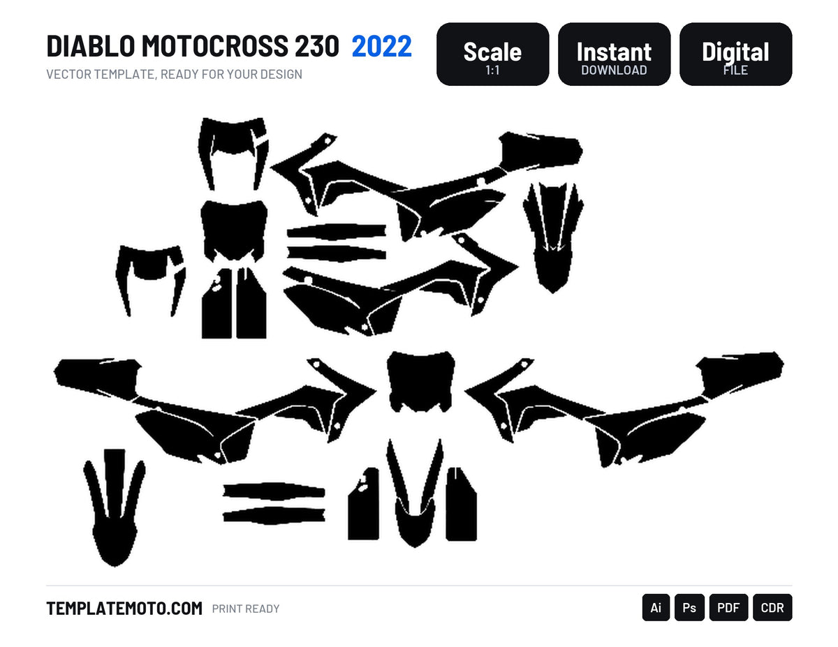 DIABLO MOTOCROSS 230 2022 Graphics Template Vector, scale 1:1 vector file