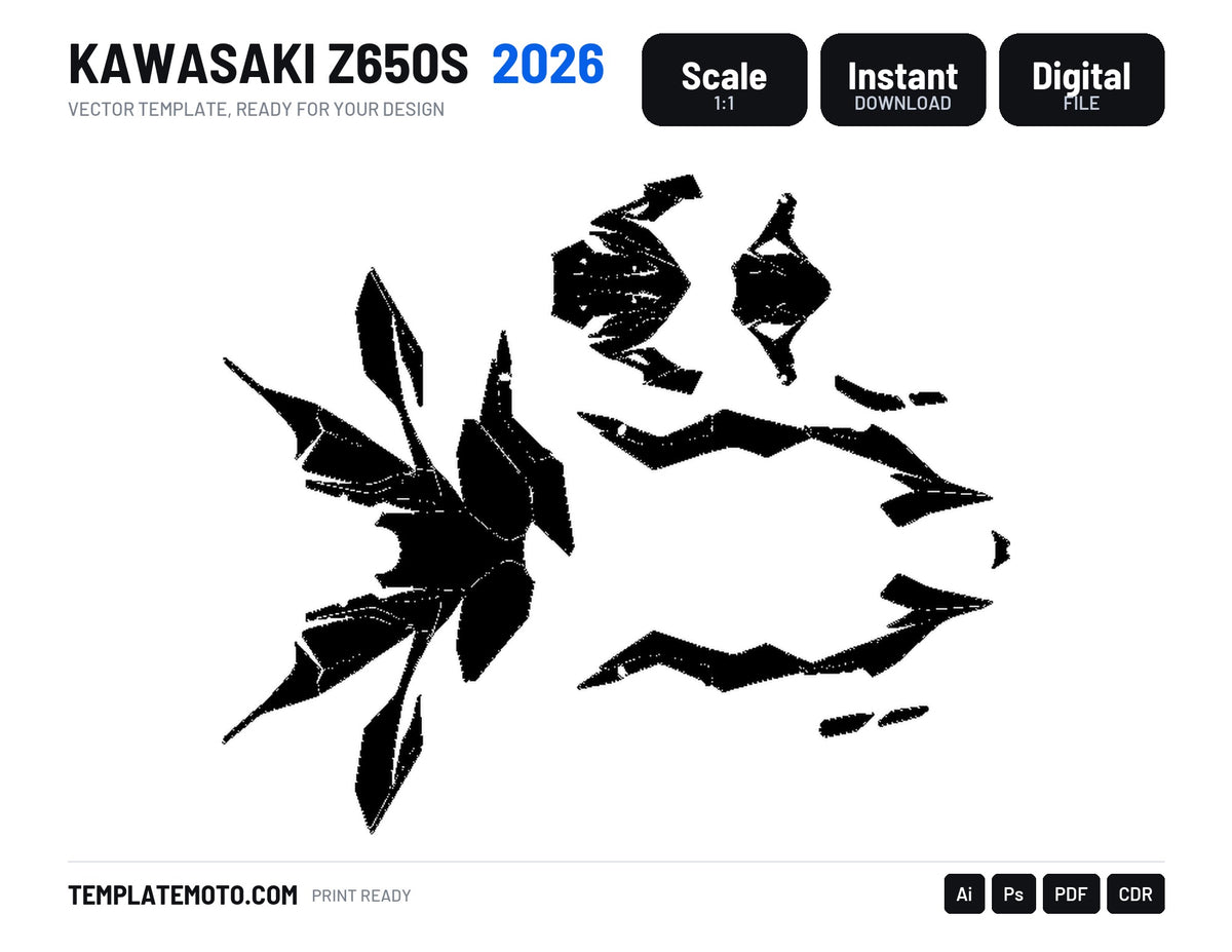 KAWASAKI Z650S 2026 Graphics Template Vector, scale 1:1 vector file