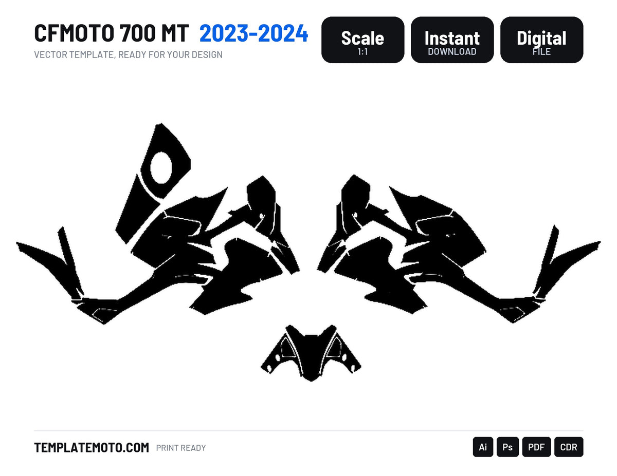 CFMOTO 700 MT 2023-2024 Graphics Template Vector, scale 1:1 vector file
